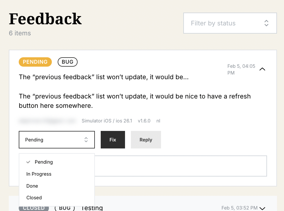Kotoba Admin feedback dashboard